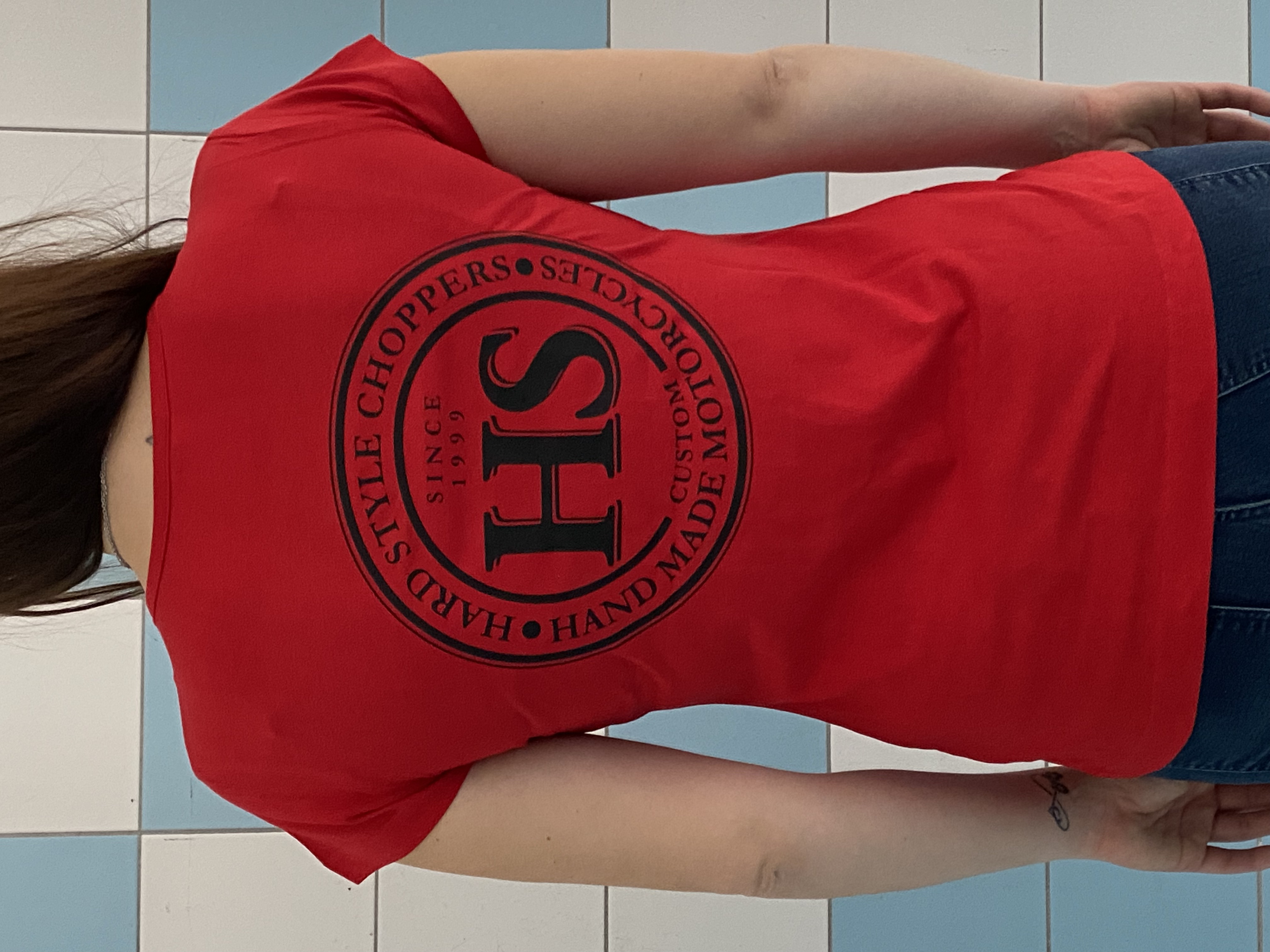 Dámské tričko, červené s černým logem