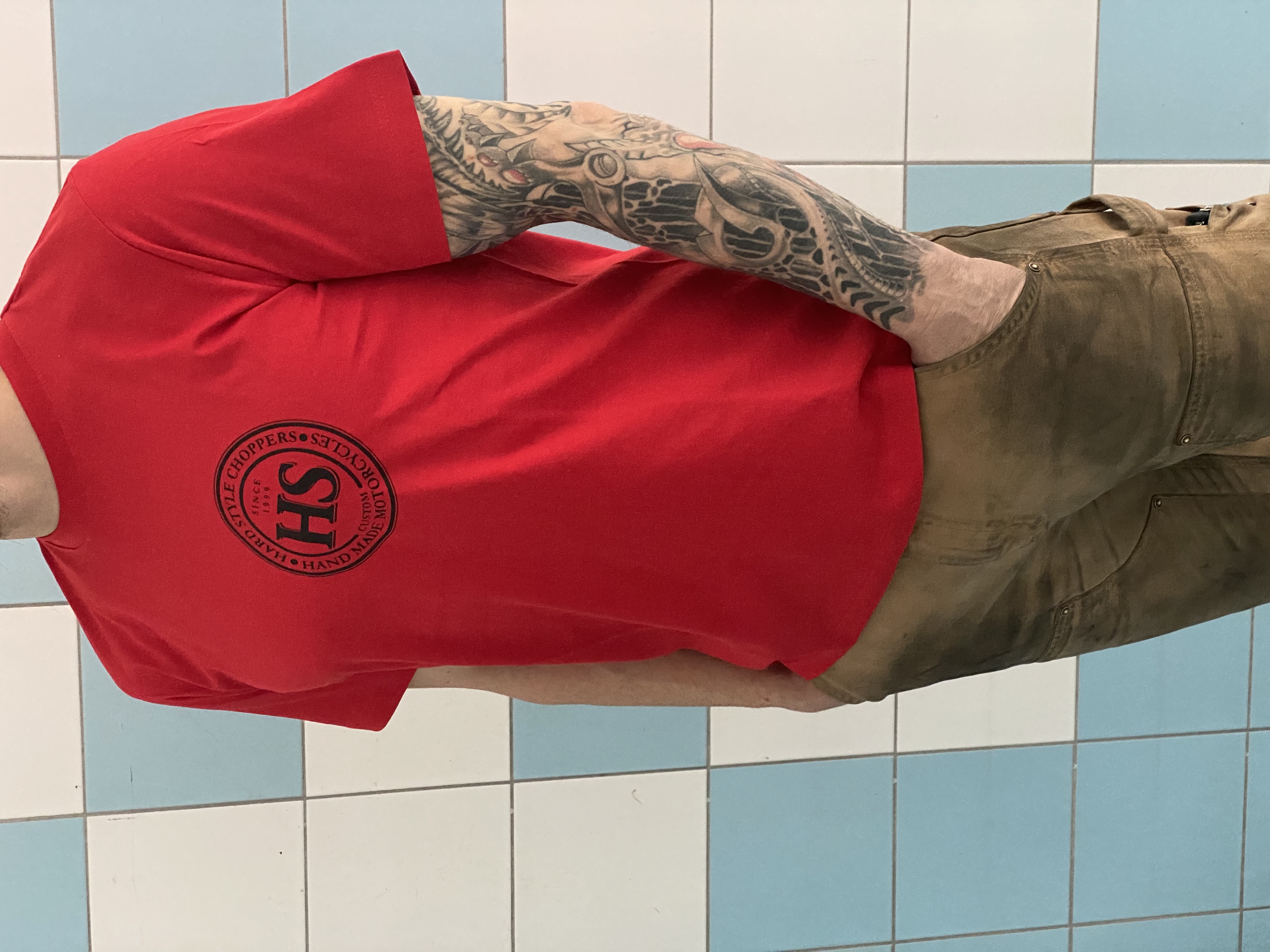 Pánské tričko, červené s černým logem